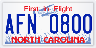 NC license plate AFN0800
