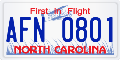 NC license plate AFN0801