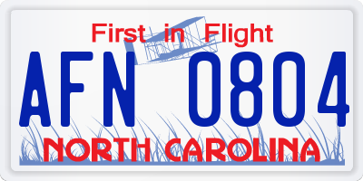 NC license plate AFN0804