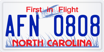 NC license plate AFN0808