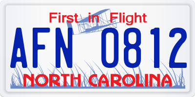 NC license plate AFN0812
