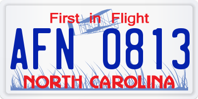 NC license plate AFN0813
