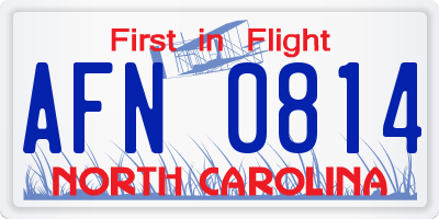 NC license plate AFN0814