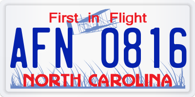NC license plate AFN0816
