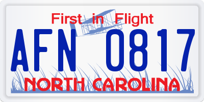NC license plate AFN0817