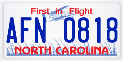 NC license plate AFN0818