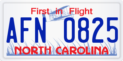 NC license plate AFN0825