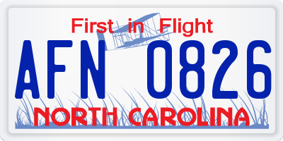 NC license plate AFN0826