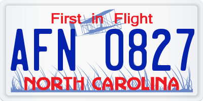 NC license plate AFN0827