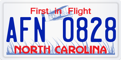 NC license plate AFN0828