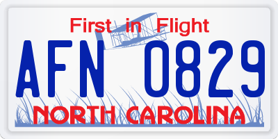 NC license plate AFN0829