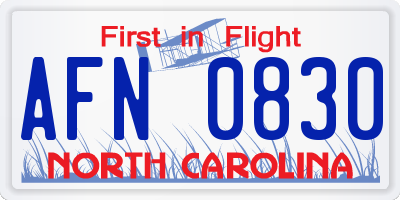 NC license plate AFN0830
