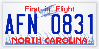 NC license plate AFN0831