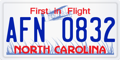 NC license plate AFN0832