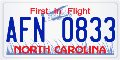 NC license plate AFN0833