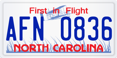 NC license plate AFN0836