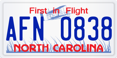 NC license plate AFN0838