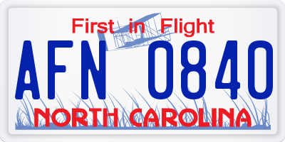 NC license plate AFN0840