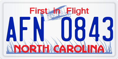 NC license plate AFN0843