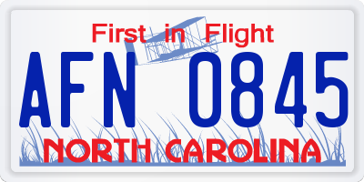 NC license plate AFN0845