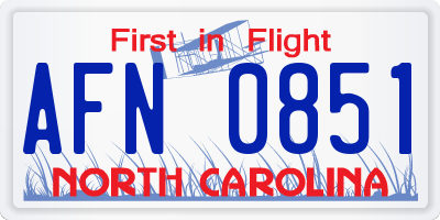 NC license plate AFN0851