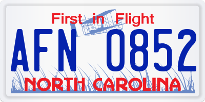 NC license plate AFN0852