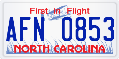 NC license plate AFN0853