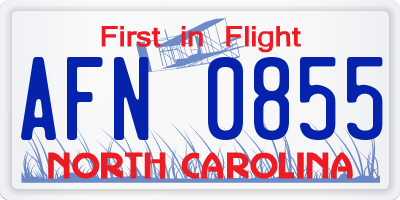 NC license plate AFN0855