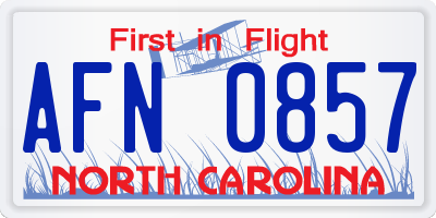NC license plate AFN0857