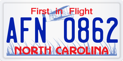 NC license plate AFN0862