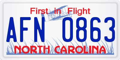 NC license plate AFN0863