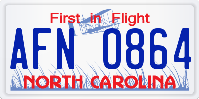 NC license plate AFN0864
