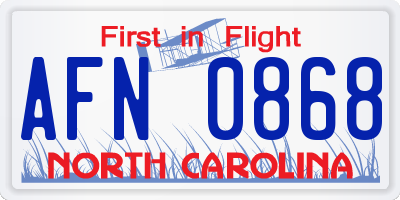 NC license plate AFN0868