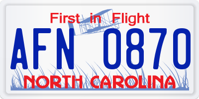 NC license plate AFN0870