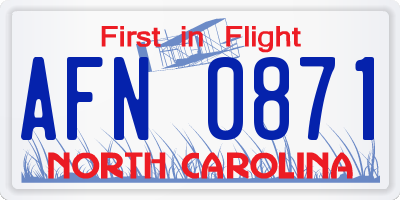NC license plate AFN0871
