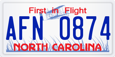 NC license plate AFN0874