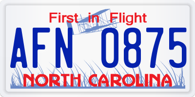 NC license plate AFN0875