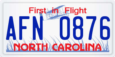 NC license plate AFN0876