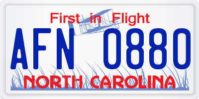 NC license plate AFN0880