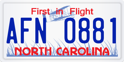 NC license plate AFN0881