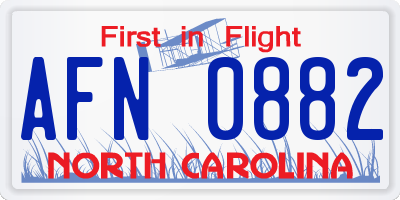 NC license plate AFN0882
