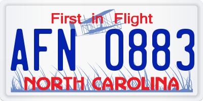 NC license plate AFN0883