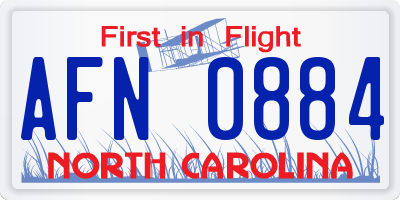 NC license plate AFN0884
