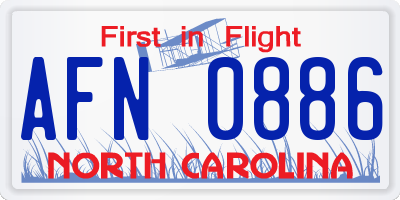 NC license plate AFN0886