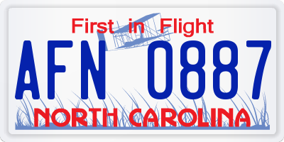 NC license plate AFN0887