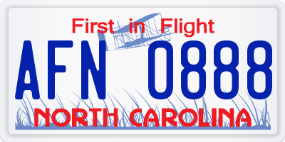 NC license plate AFN0888