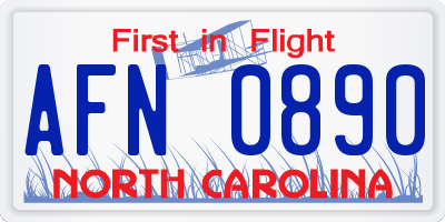 NC license plate AFN0890