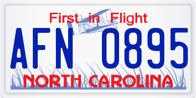 NC license plate AFN0895