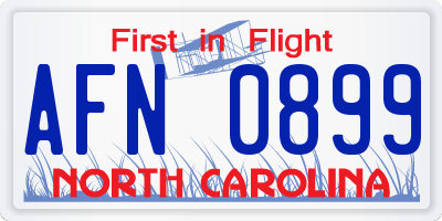 NC license plate AFN0899