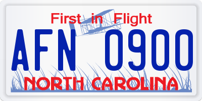 NC license plate AFN0900